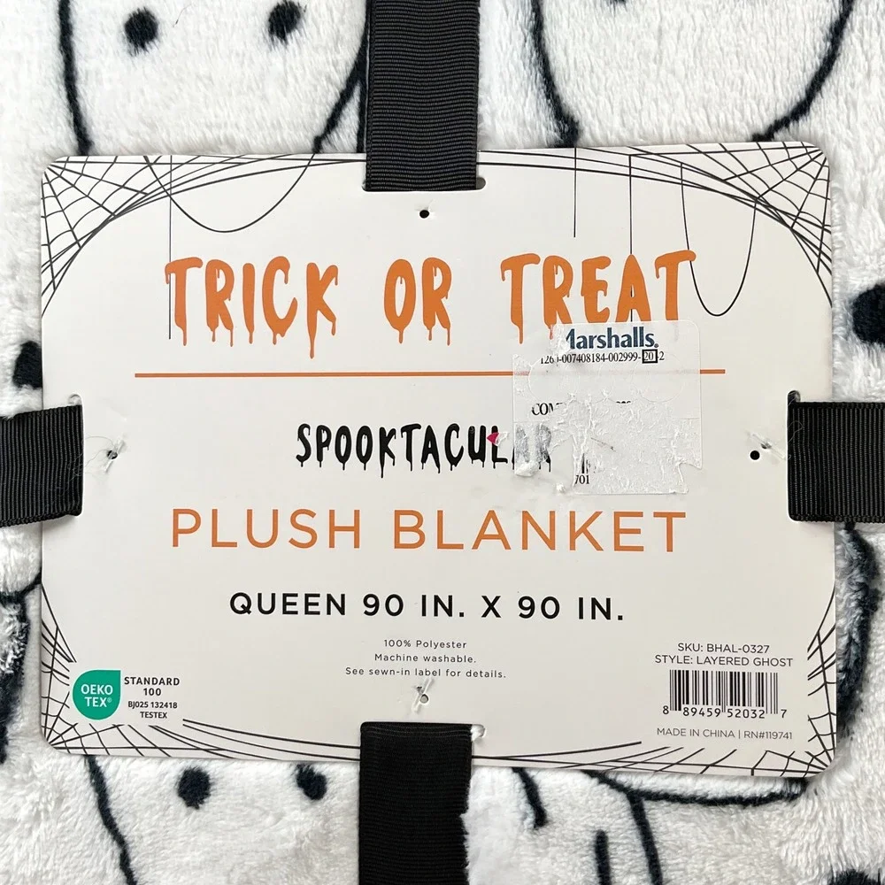 Trick or Treat Spooktacular Plush Blanket Queen 90x90 Halloween Ghost